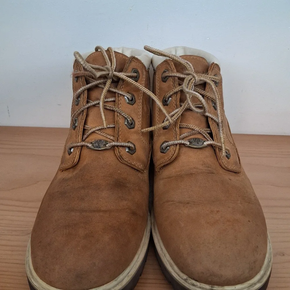 Vintage Y2K Timberland Leather Ankle Chukka Boots‎ Spell Out Logo Women's 8 M